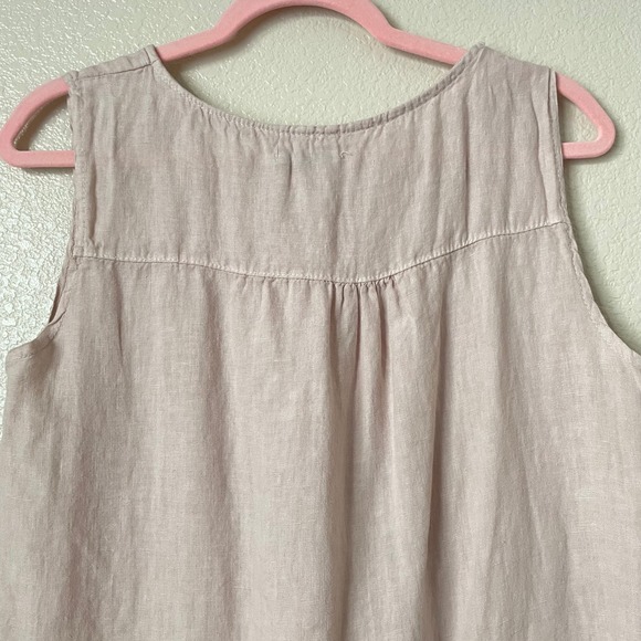 Laura Bianchi Tank Top Womens Large Pink 100% Linen Pintuck Sleeveless Italy - Picture 7 of 11
